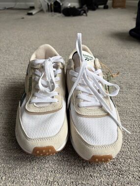 Reebok White, Cream and Green Retro Runner Sneakers